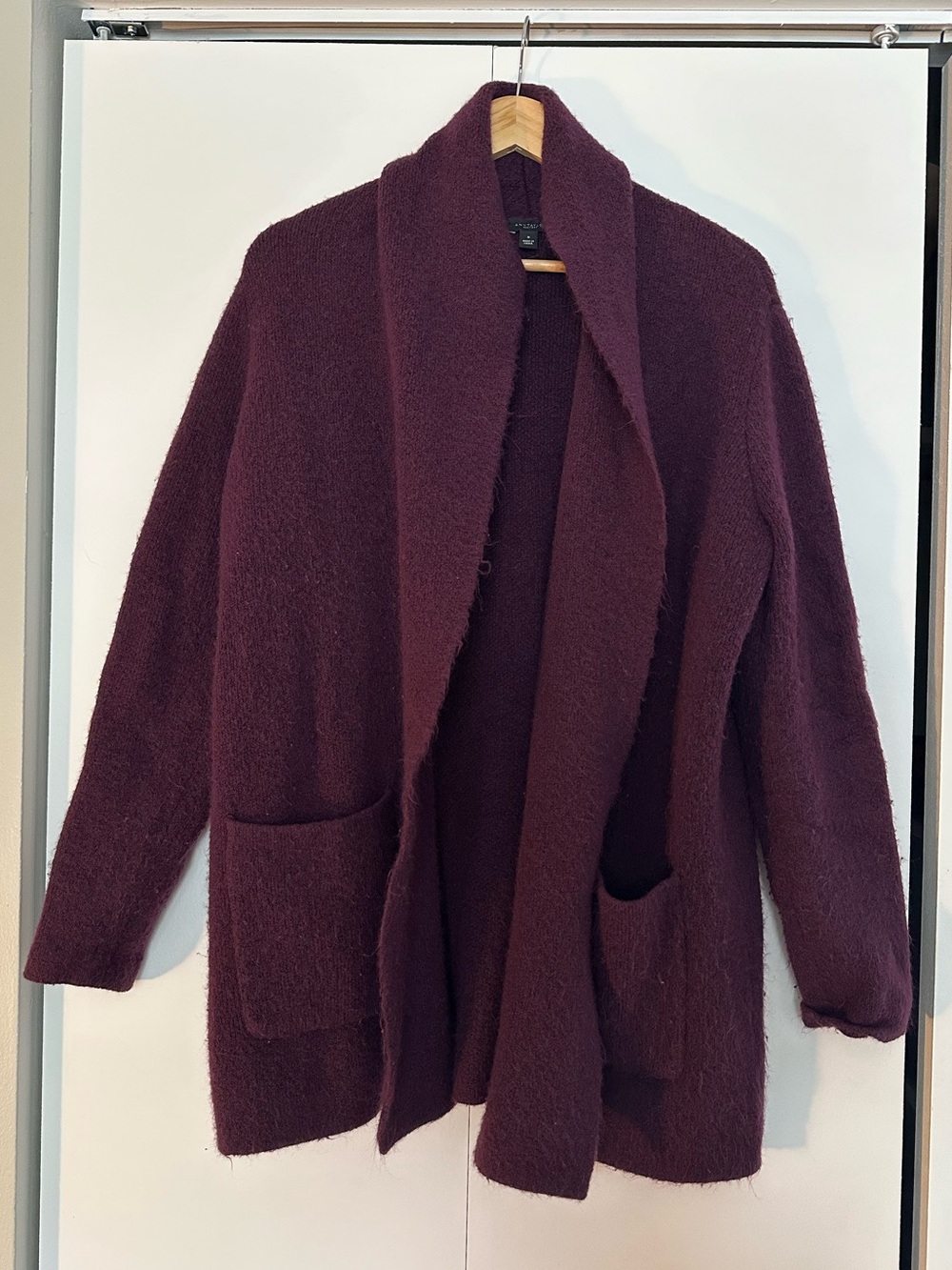 Ann Taylor Factory Deep Burgundy Open-Front Cardigan